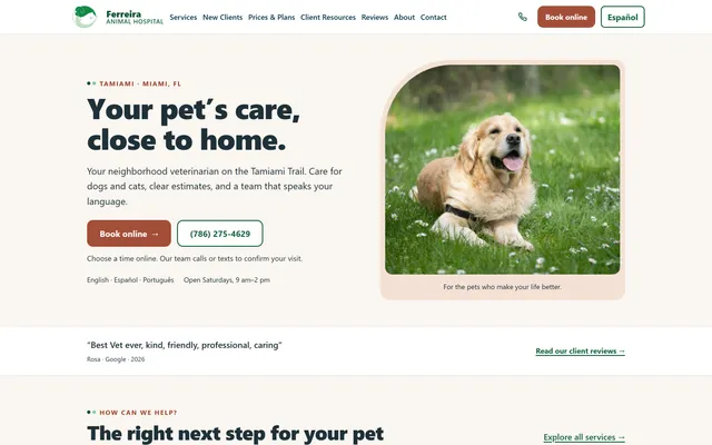 Ferreira Animal Hospital website, built by Multitap
