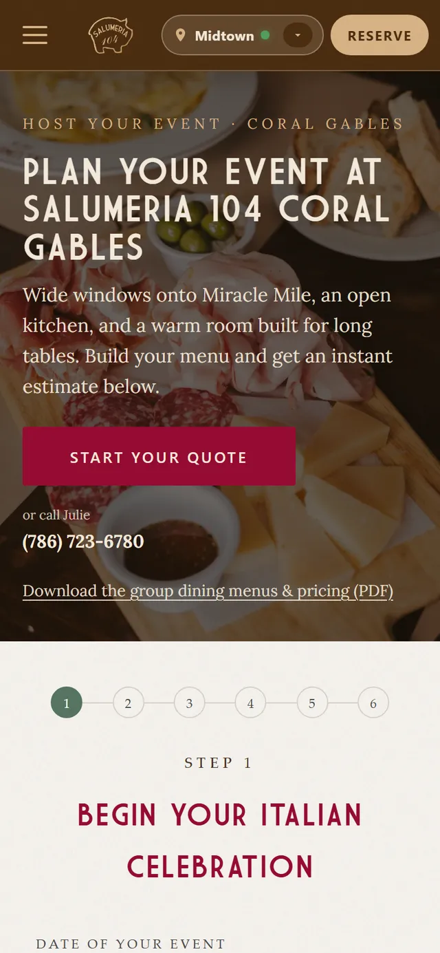 Salumeria 104 on a phone, built by Multitap