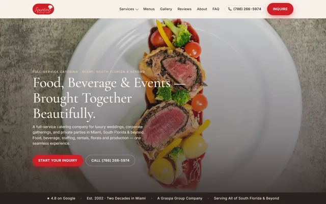 Spuntino Catering & Events website, built by Multitap